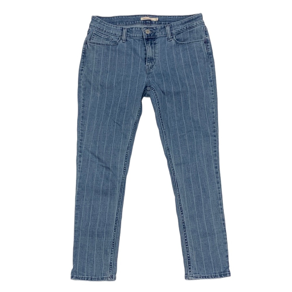 Levis 535 Super Skinny Stretch Blue Denim Jeans Striped Pattern Waterless Sz32